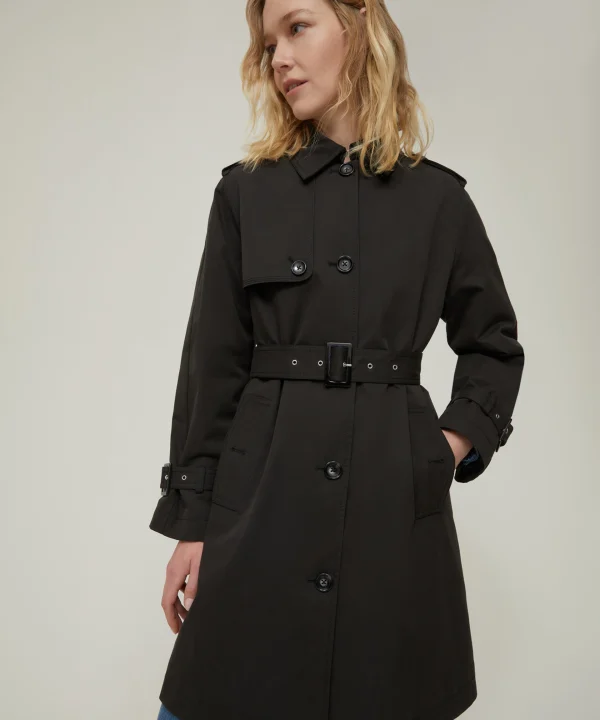 Trench monopetto in gabardine