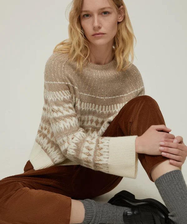 Maglia jacquard con paillettes
