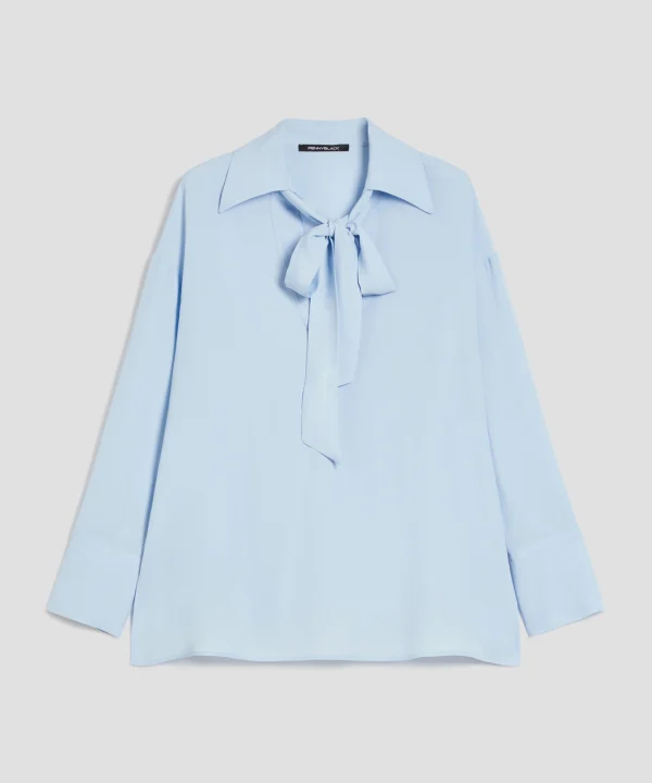 Blusa polo in crêpe de Chine