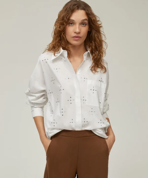 Camicia oversize con strass