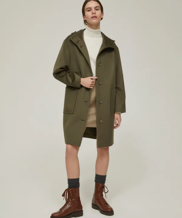 Cappotto con cappuccio in drap