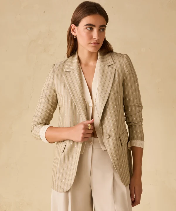 Blazer gessato con paillettes